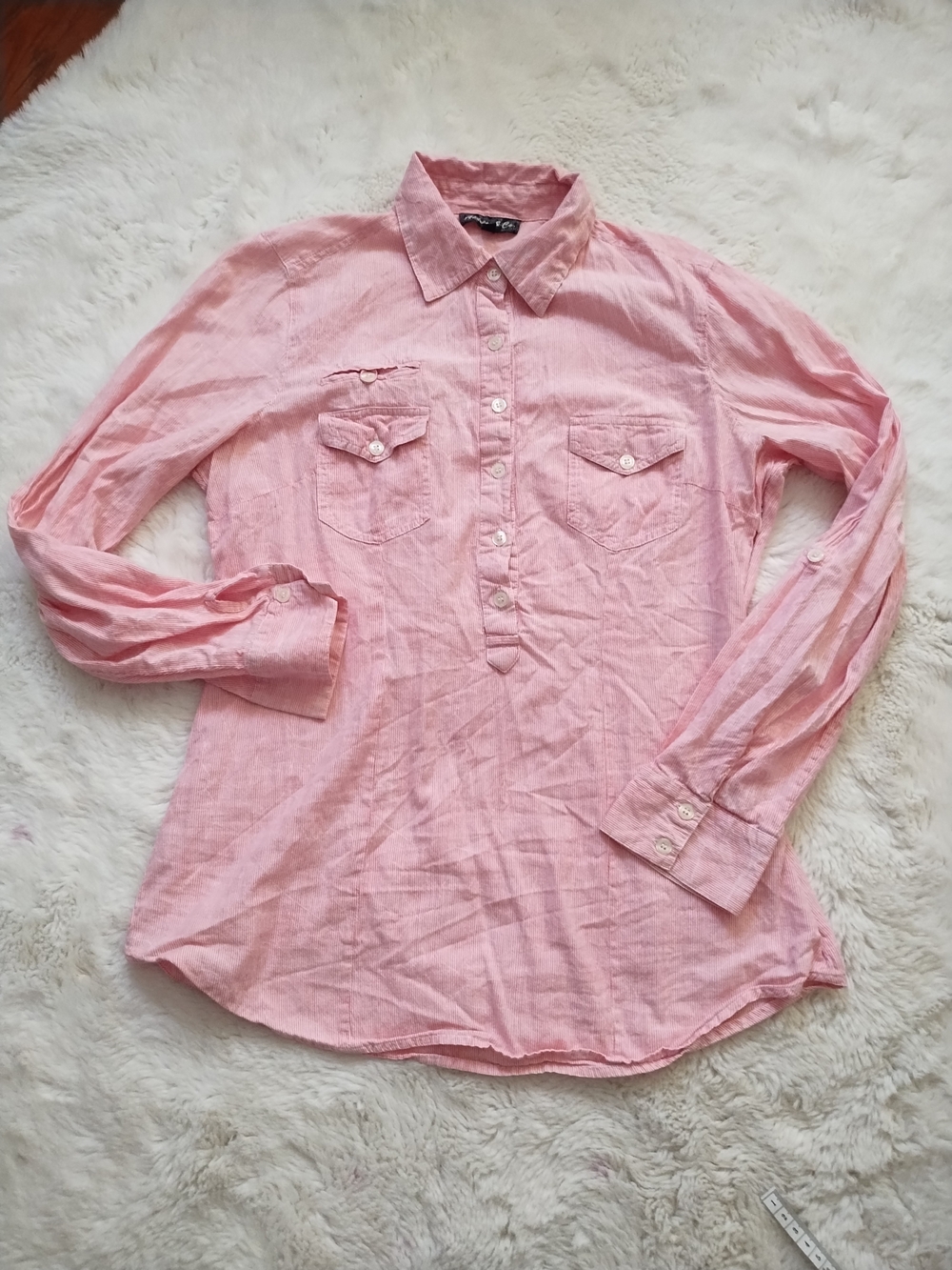 Andrew & Co Pink Striped Button-Up Shirt